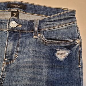 White House Black Market womens crop leg jeans  with silver rhinestone accents.